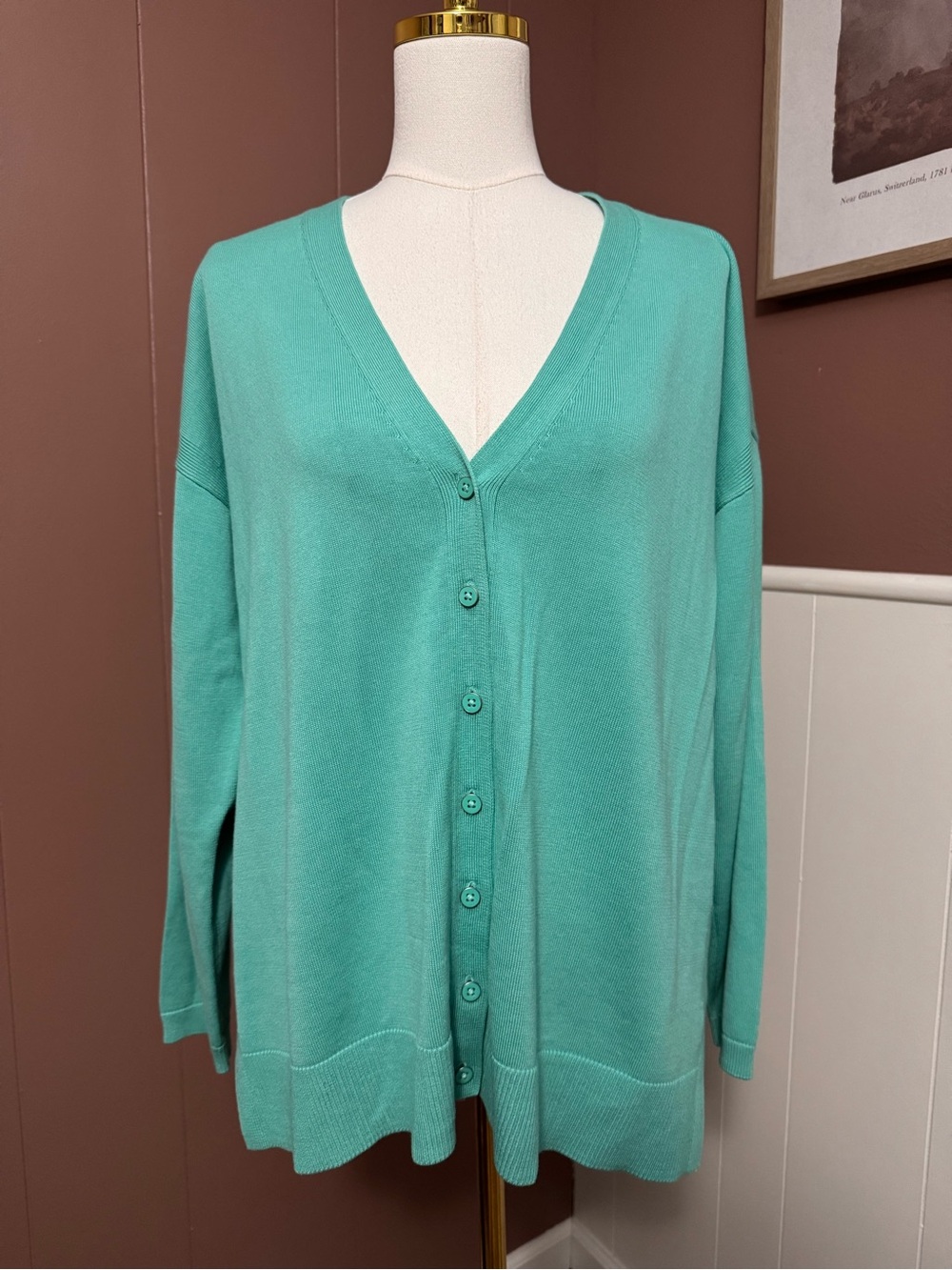 NWT Talbots Teal V-Neck Button Cardigan